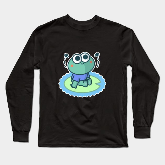 Cute Little Frog Chilling  - Doodle Long Sleeve T-Shirt by stokedstore